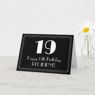 19:e födelsedagen ~ Art Deco Inspired Titta "19", Kort