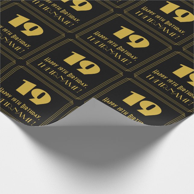 19:e födelsedagen - Art Deco Inspired Titta "19" o Presentpapper (Hörn)