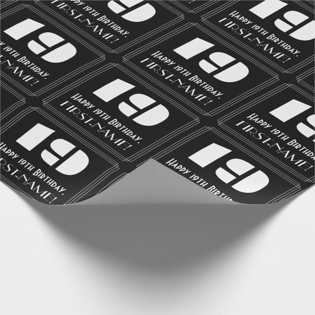 19:e födelsedagen: Art Deco Inspired Titta "19" oc Presentpapper (Hörn)