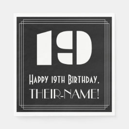 19:e födelsedagen: Art Deco Inspired Titta "19" +  Pappersservett