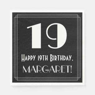 19:e födelsedagen ~ Art Deco Inspired Titta "19", Pappersservett