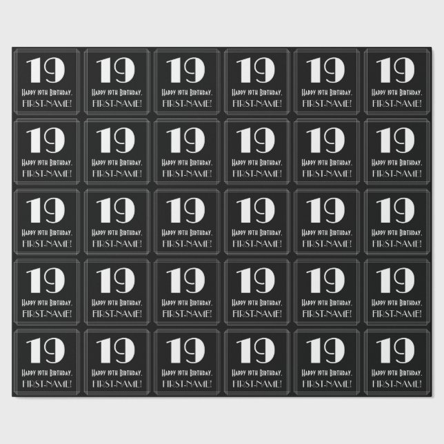 19:e födelsedagen - Art Deco Inspired Titta "19",  Presentpapper (Seam)