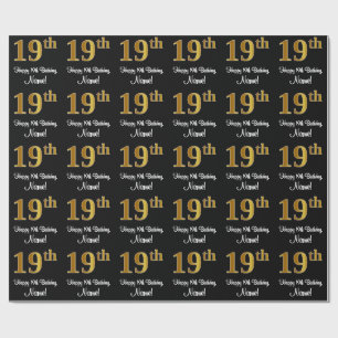 19:e födelsedagen: Elegant Luxurious Faux Guld lo Presentpapper