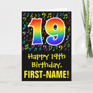 19:e födelsedagen: Färgstarka musiksymboler + regn Kort