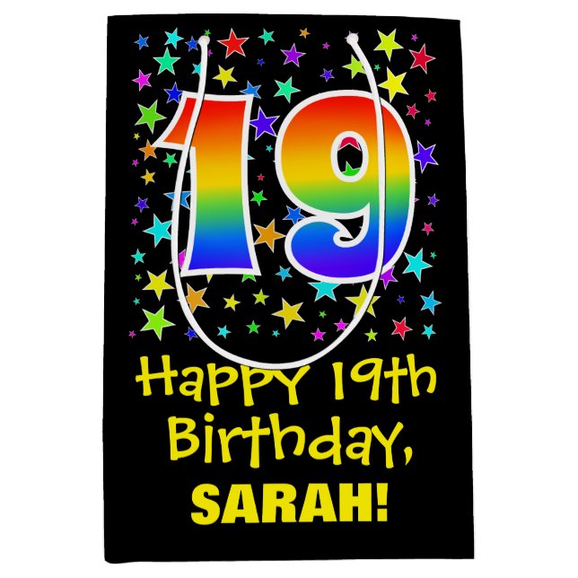 19:e födelsedagen: Färgstarka stjärnor Mönster och (Framsidan)