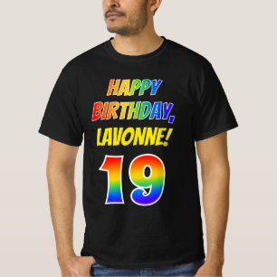 19:e födelsedagen - fetstil, Roligt, regnbåge 19, T Shirt