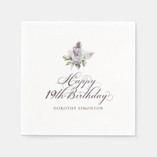 19:e födelsedagen Lila Lilac Vår Flower Cocktail Pappersservett
