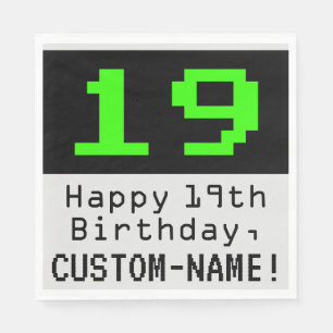 19:e födelsedagen - Nerdy/Geeky Stil "19" och Namn Pappersservett
