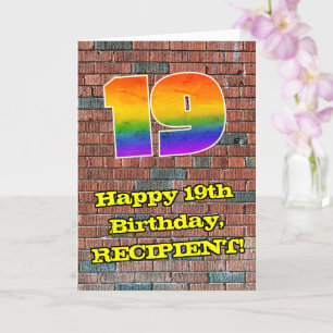 19:e födelsedagen: Roligt Graffiti-Inspired Rainbo Kort