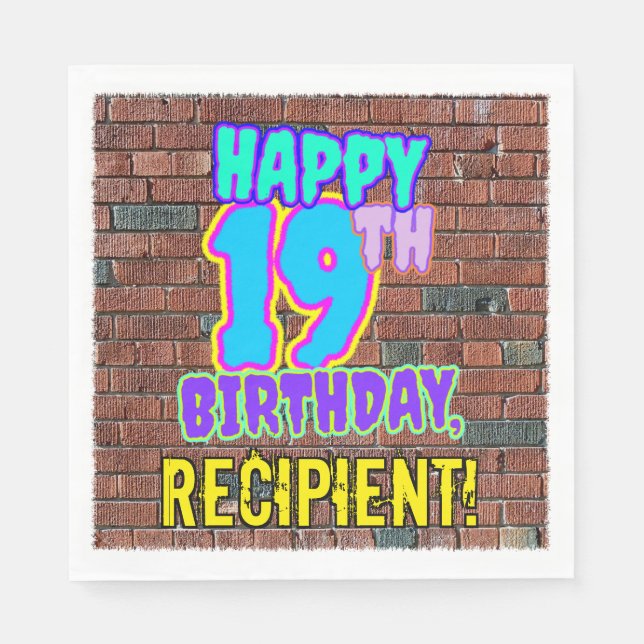 19:e födelsedagen ~ Roligt, Urban Graffiti Inspire Pappersservett (Framsidan)