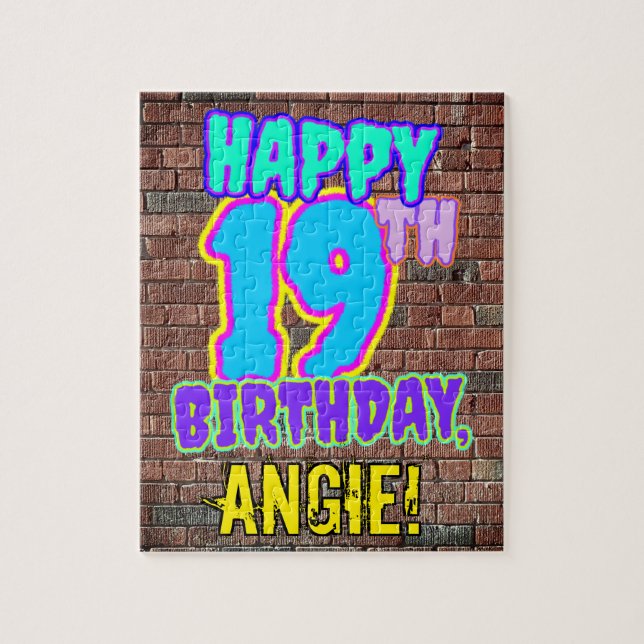 19:e födelsedagen ~ Roligt, Urban Graffiti Inspire Pussel (Vertikal)