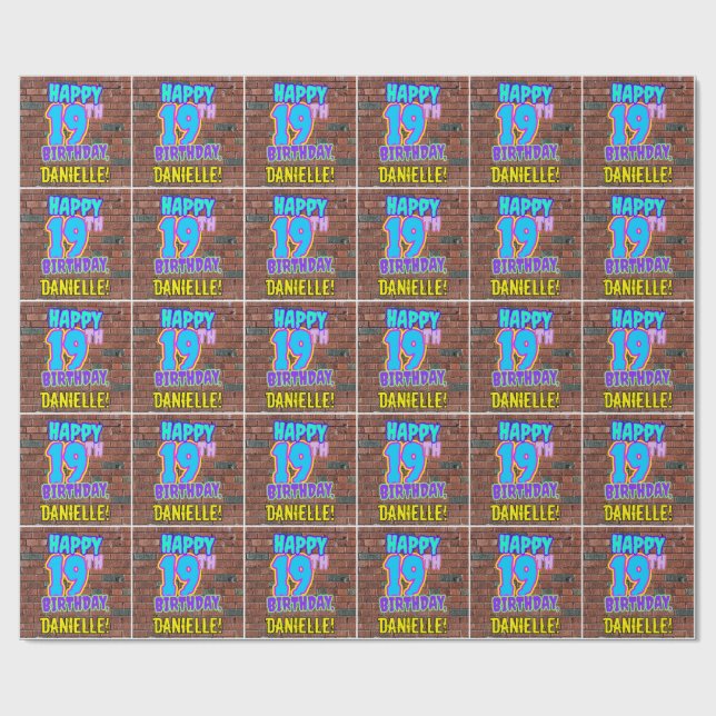 19:e födelsedagen: Roligt, Urban Graffiti Inspired Presentpapper (Platt)