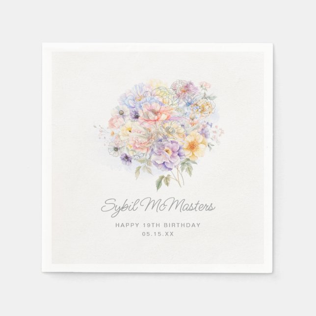 19:e Födelsedagsfesten Anpassningsbar för vattenfä Pappersservett (Framsidan)