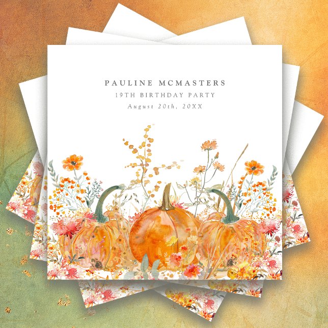 19:e Födelsedagsfesten Pumpkin Wildbloms Anpassnin Pappersservett (Skapare uppladdad)
