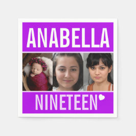 19:e födelsedagsfestens anpassningsbar för fotolil pappersservett