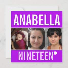 19:e födelsedagsfestens firande-fotolila inbjudningar