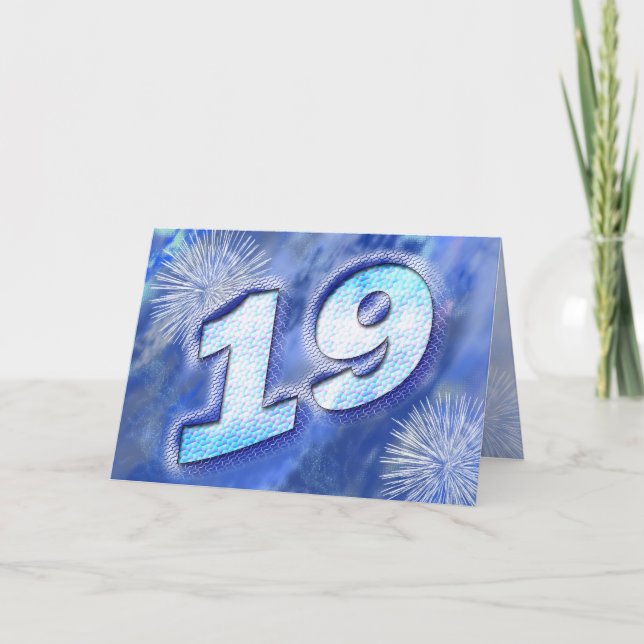 19:e födelsedagskort med fyrverkerier kort (Framsida)