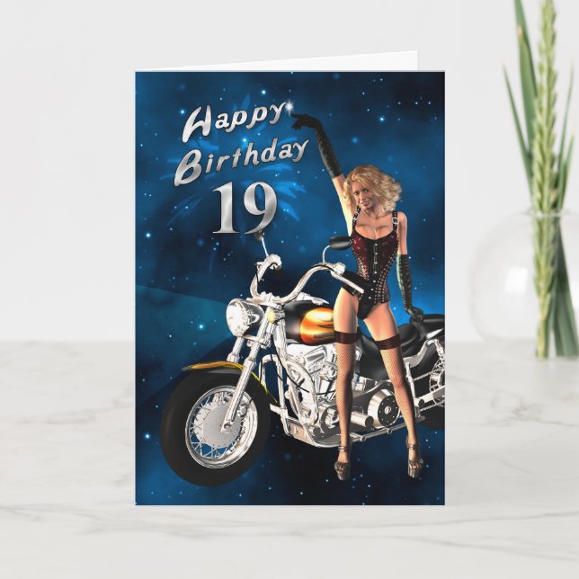 19:e födelsedagskort med motorcykel kort (Framsida)