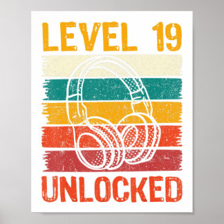 19:e födelsedagsspelets videospelsnivå 19 Olåst Poster