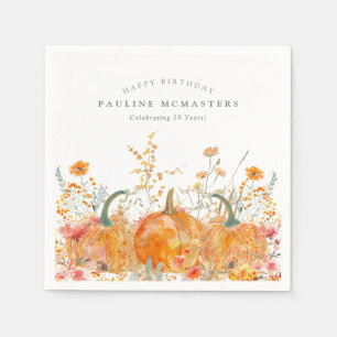 19:e Grattis på födelsedagen Pumpkin Wildbloms Anp Pappersservett