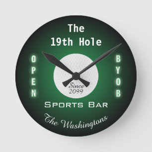 19:e Hål Golf-fritidshuset i Pub Rund Klocka