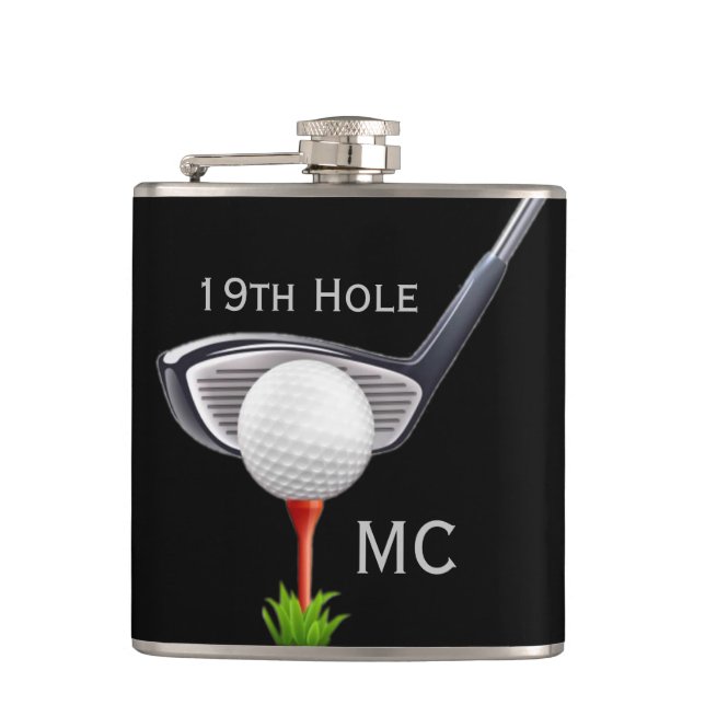 19:e Hål Monogrammed Golfer Fickplunta (Framsidan)