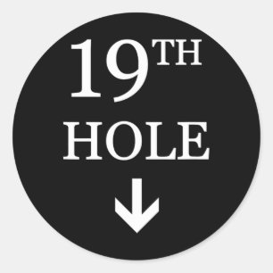 19:e Hål nedpil Golf Runt Klistermärke