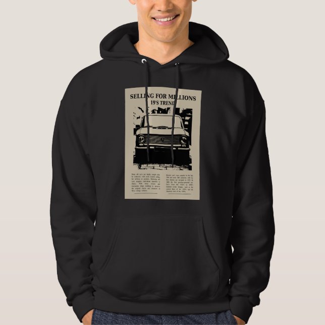 19:e vintage bil hoodie (Framsida)