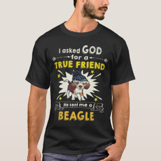19 Frågade Gud - sann vän - en beagle T Shirt