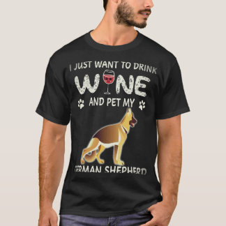 19 Jag vill bara dricka vin och smeka min tyska va T Shirt