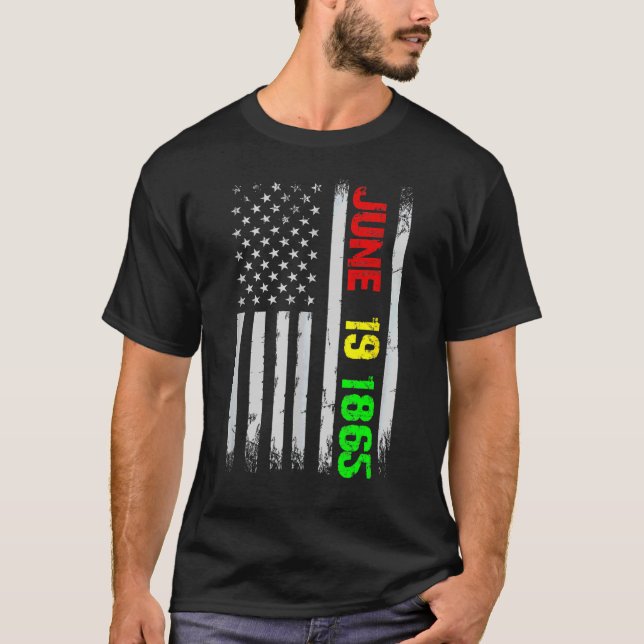 19 juni 1865, 19:e Flagga, Svarta historiejuni T Shirt (Framsida)