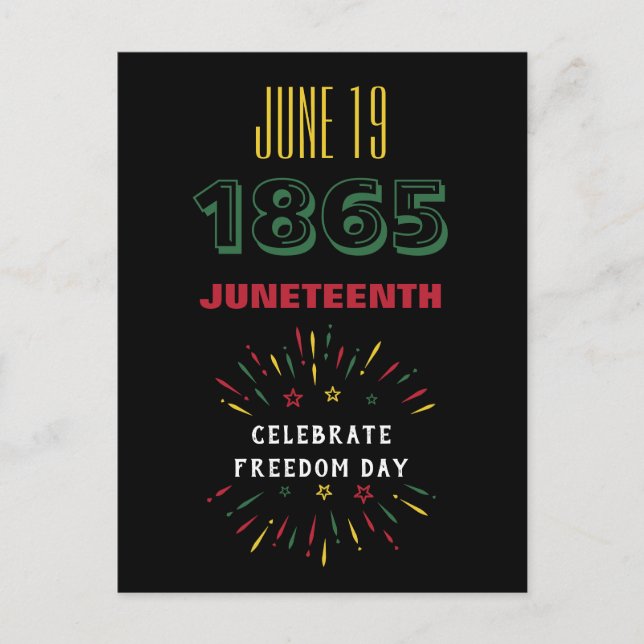 19 juni 1865 Juneteenth Svart historia Eldshow Helg Vykort (Framsida)