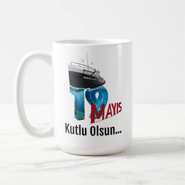 19 maj Vektorillustration affischdesign Kaffemugg (Vänster)
