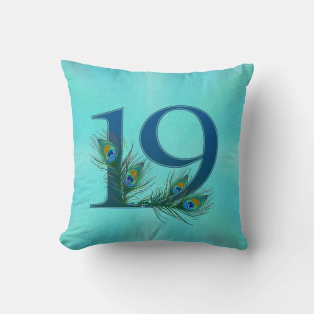 19 Påfågelsfjäder Jubileum Elegant Kudde (Framsida)