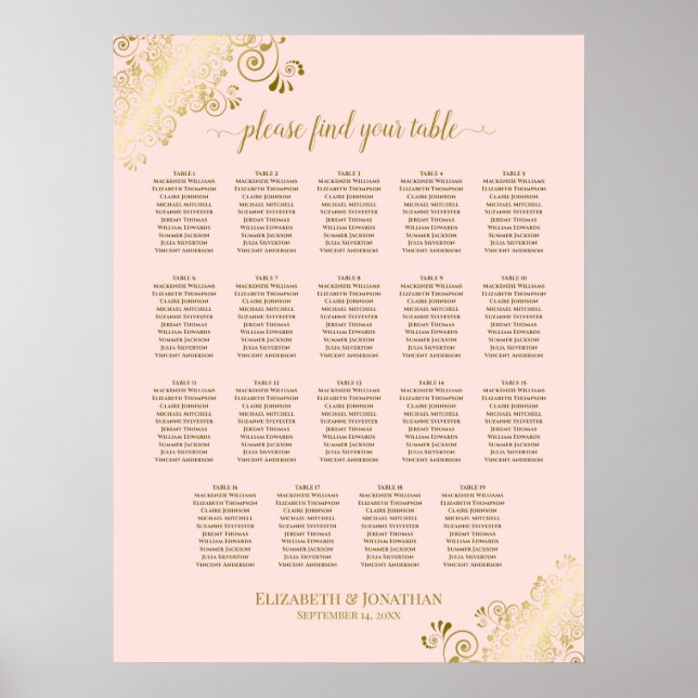 19  Rosa och Bröllop i Bord Poster (Framsidan)