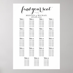 19 Stort Bröllop-gästdiagram för stora Bord Poster
