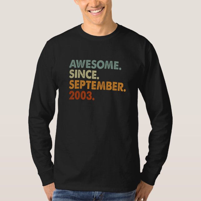 19 Years Old Awesome Since September 2003 19th Bir T Shirt (Framsida)
