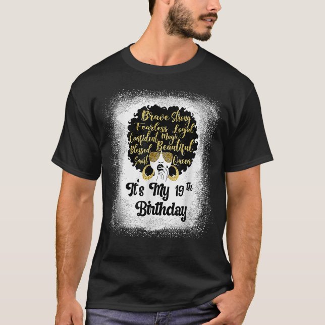 19 Years Old Leopard Melanin Girl It'S My Birthday T Shirt (Framsida)