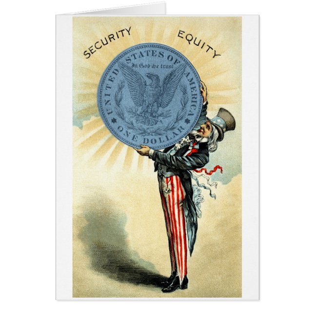 19C något liknandesilver för Uncle Sam Hälsningskort (Framsidan)