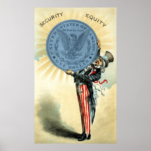 19C något liknandesilver för Uncle Sam Poster