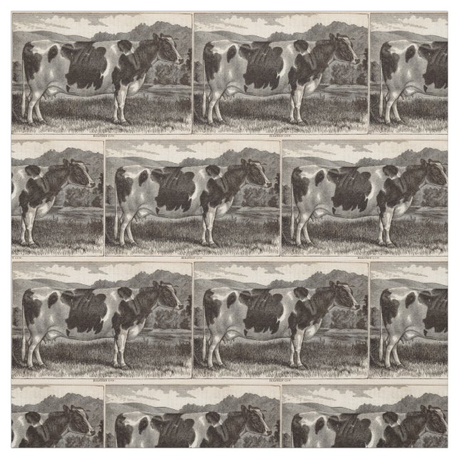19th århundradetryckHolstein kviga Tyg (Provkarta)