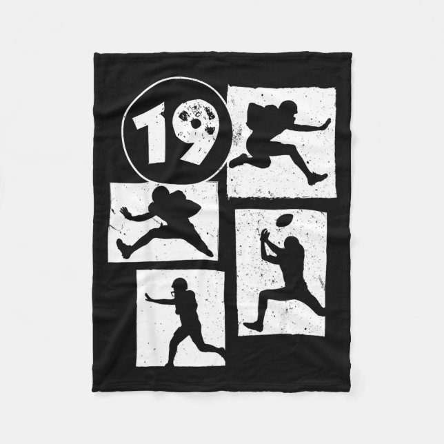 19th Birthday Retro American Football 19 Years Old Fleecefilt (Framsidan)