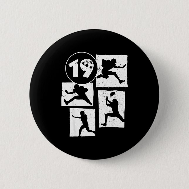 19th Birthday Retro American Football 19 Years Old Knapp (Framsida)