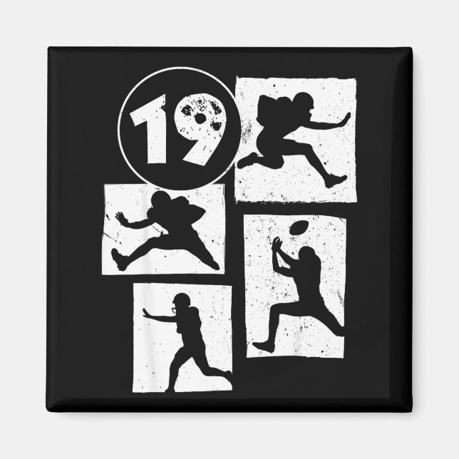 19th Birthday Retro American Football 19 Years Old Magnet (Framsidan)
