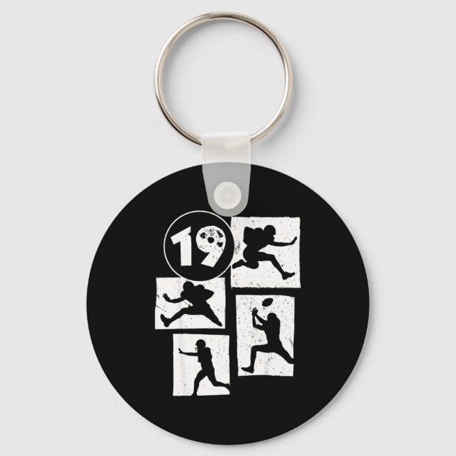 19th Birthday Retro American Football 19 Years Old Nyckelring (Framsida)