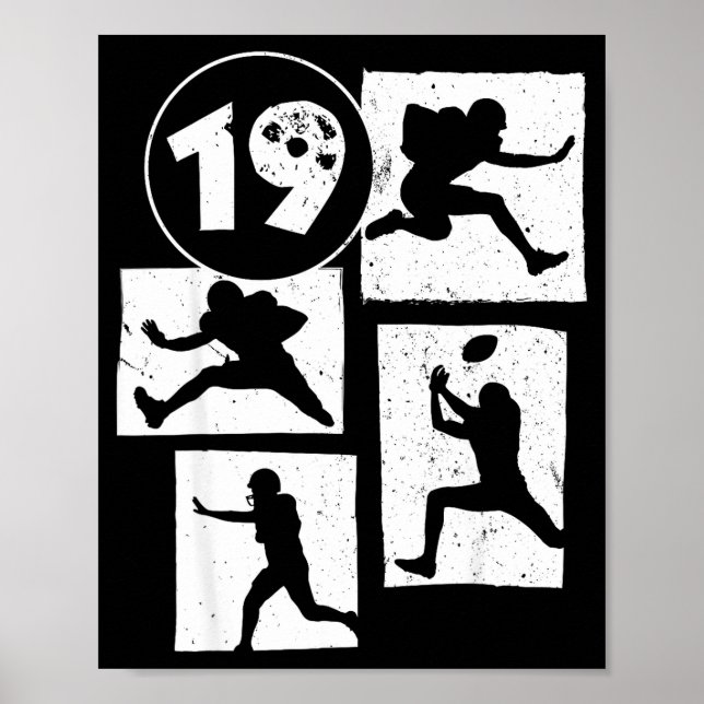 19th Birthday Retro American Football 19 Years Old Poster (Framsidan)
