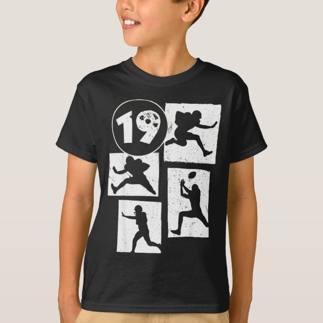 19th Birthday Retro American Football 19 Years Old T Shirt (Framsida)