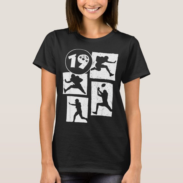 19th Birthday Retro American Football 19 Years Old T Shirt (Framsida)