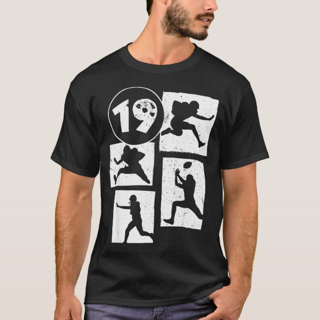 19th Birthday Retro American Football 19 Years Old T Shirt (Framsida)