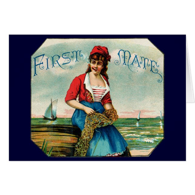 19th C. First Mate Cigars Hälsningskort (Framsidan Horizontal)